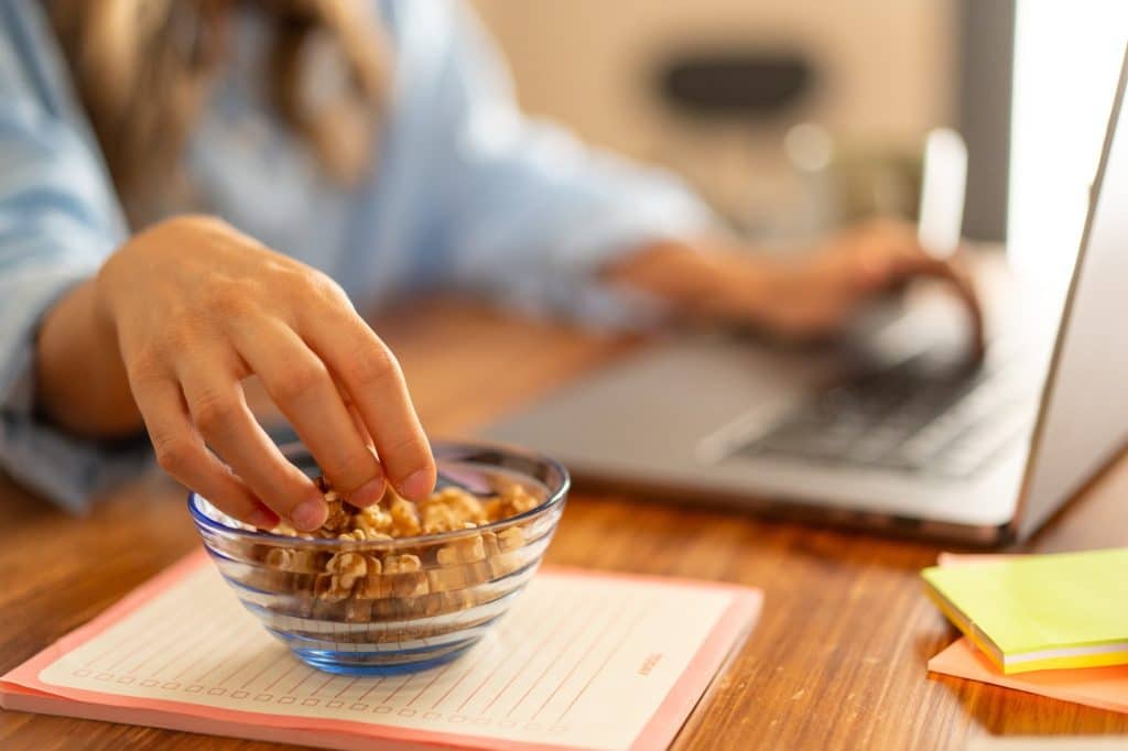 Healthy desk snack while working